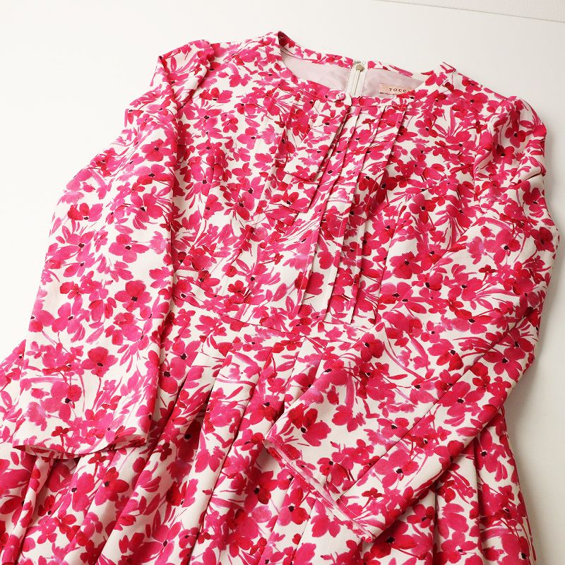  2025 FW トッカ TOCCA 洗える FLOWERS ドレス 6 ピンク トップス タック リボン フラワー その他 その他