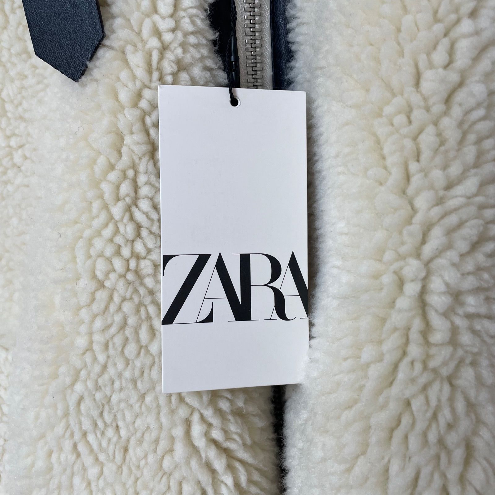 ZM1640【美品】ZARA ザラ ボアジャケット ネックベルト ホワイト 