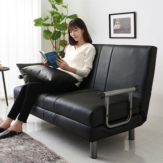 120cm幅◆3WAY ハイバック ソファベッド モダンデザイン セミダブル 黒 120cm幅◇3WAY ハイバック ソファベッド モダンデザイン セミダブル黒②