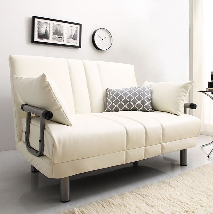 3 WAY セミダブル ハイバック カウチソファベッド ホワイト レザー調 幅 120 cm ソファ ベッド カウチ ソファベッド おしゃれ 1人暮らし 2人暮らし 来客 簡易ベッド