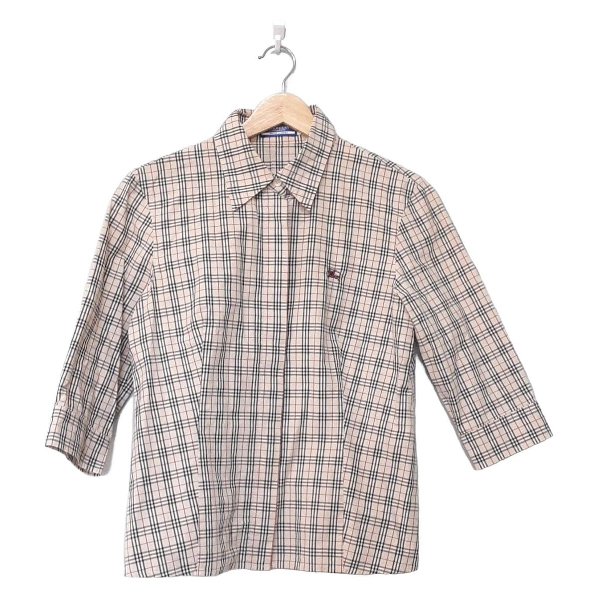 Burberry Blue Label バーバリーブルーレーベル 七分袖シャツブラウス サイズ40 M レディース - ベージュ×黒×マルチ チェック柄