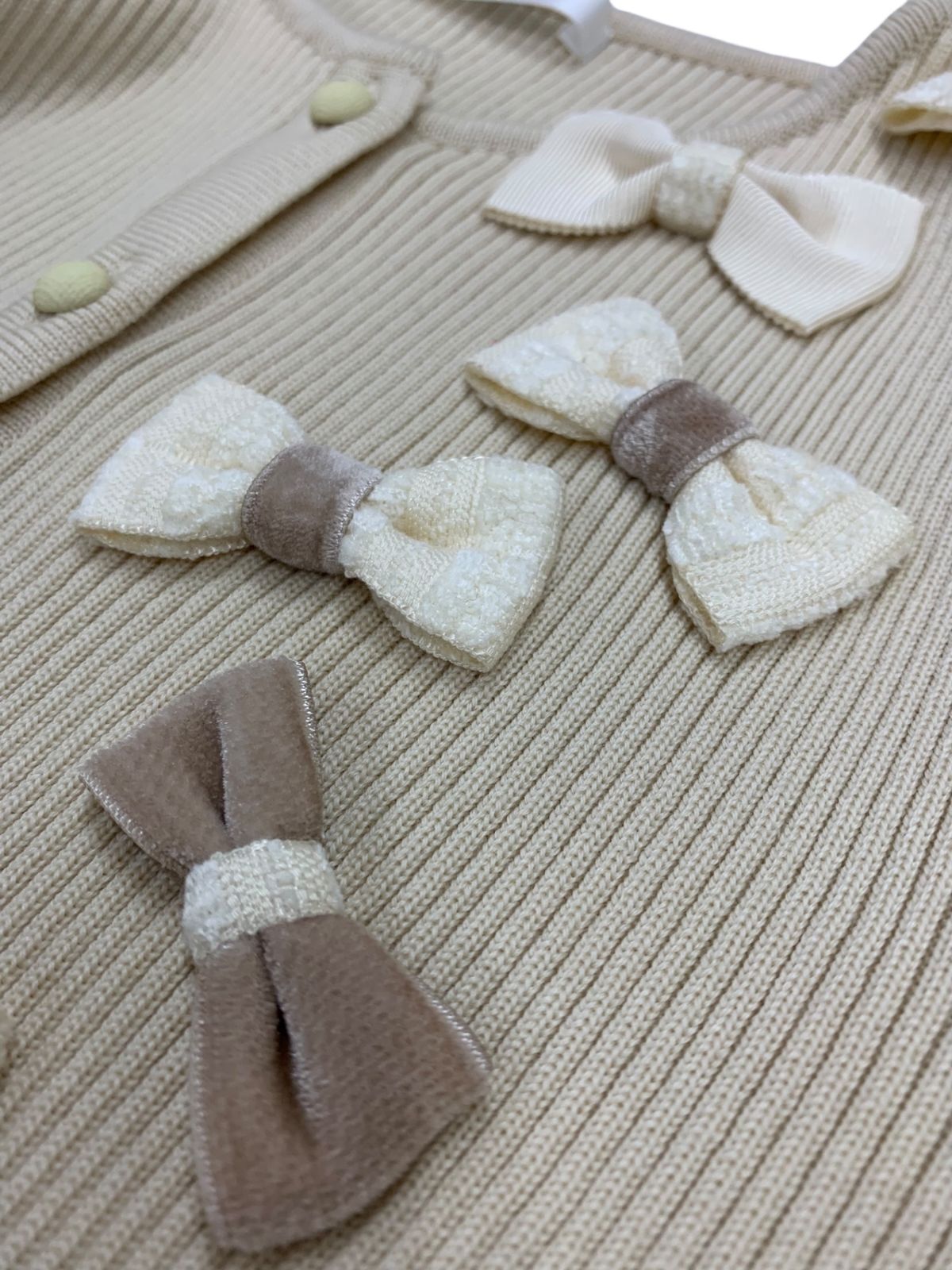 ルネ 6132481 カーディガン 36 ベージュ ニット リボン コレクション  