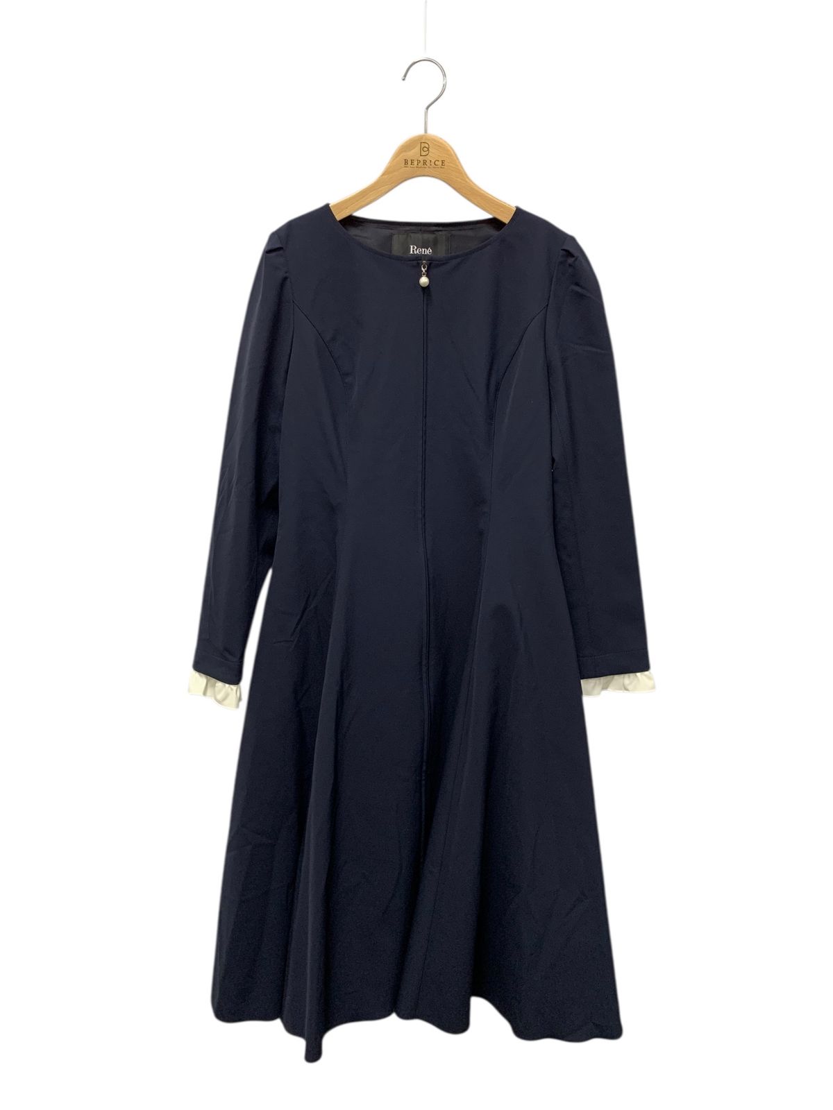 ルネ 5316200 ワンピース 38 ネイビー パール フロントジップジップ 2 way