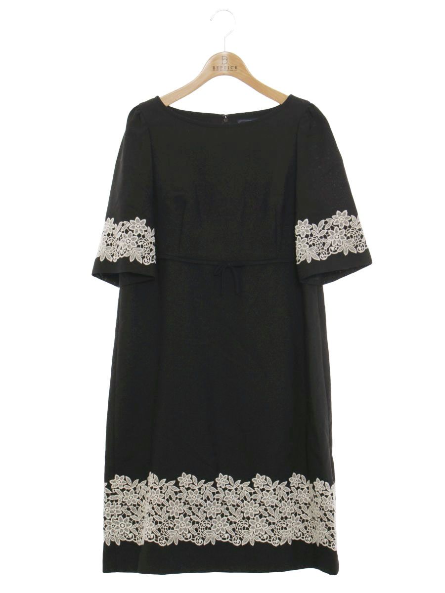 エムズグレイシー　ワンピース　40 ブラック×裾フラワー刺繍 エムズグレイシー ワンピース 40 ブラック×裾フラワー刺繍 エムズ
