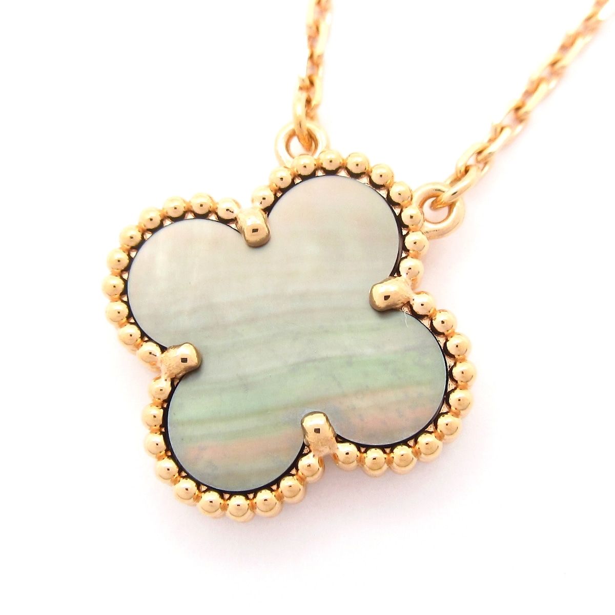 ヴァンクリーフ アーペル ネックレス ヴィンテージアルハンブラ K 18 RG ダークグレー 18ローズゴールド