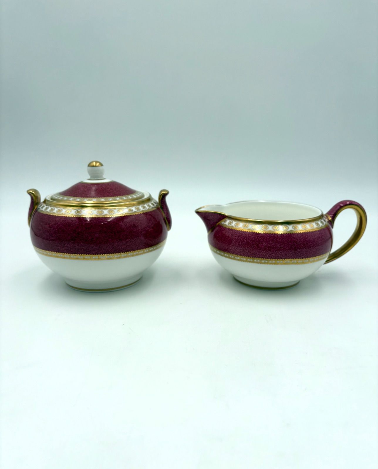 ウェッジウッド ユーランダー パウダールビー シュガーポット クリーマー 2点セット