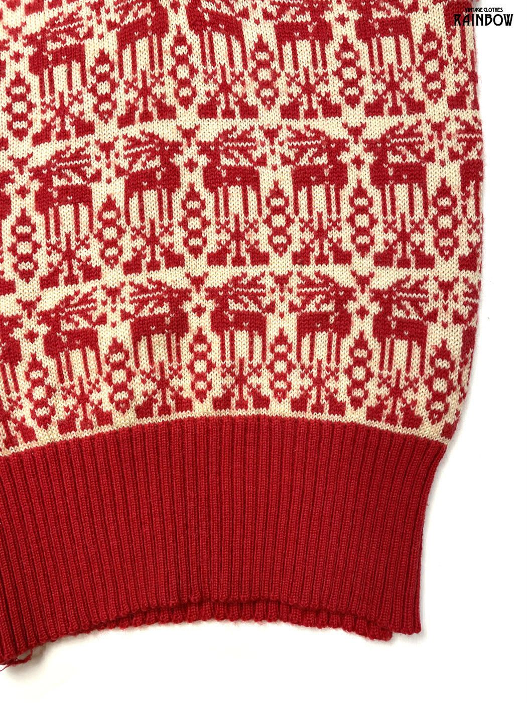 古着 総柄 ノルディック柄 ノースリーブ ベスト 赤 (ttu2512001