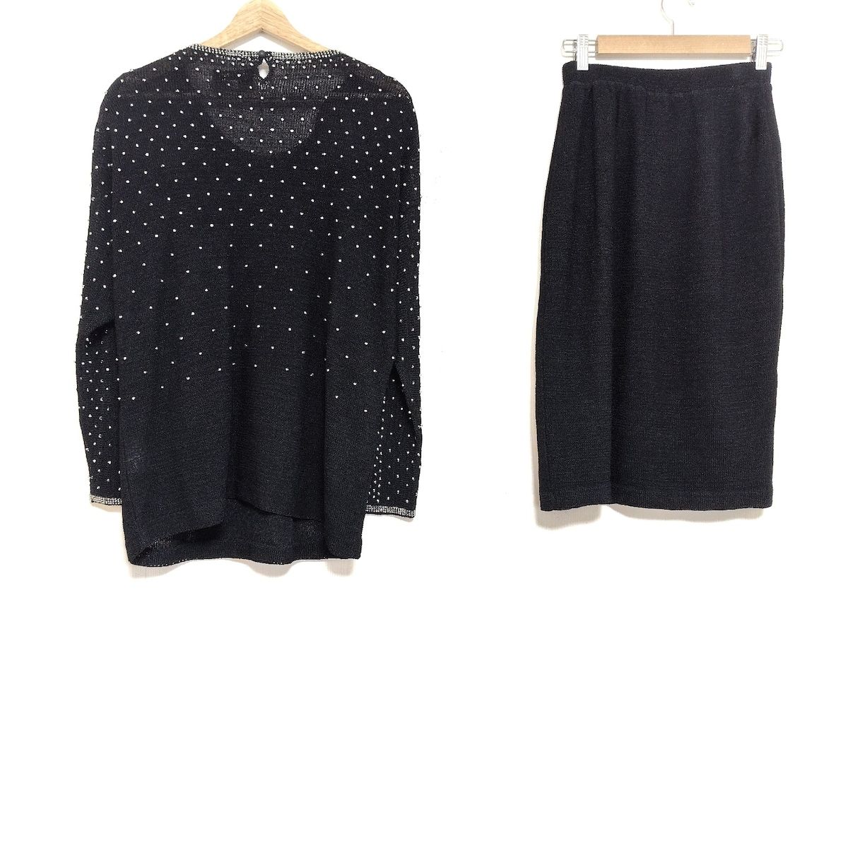Leilian レリアン スカートセットアップ レディース - 黒 ビーズ ウエストゴム