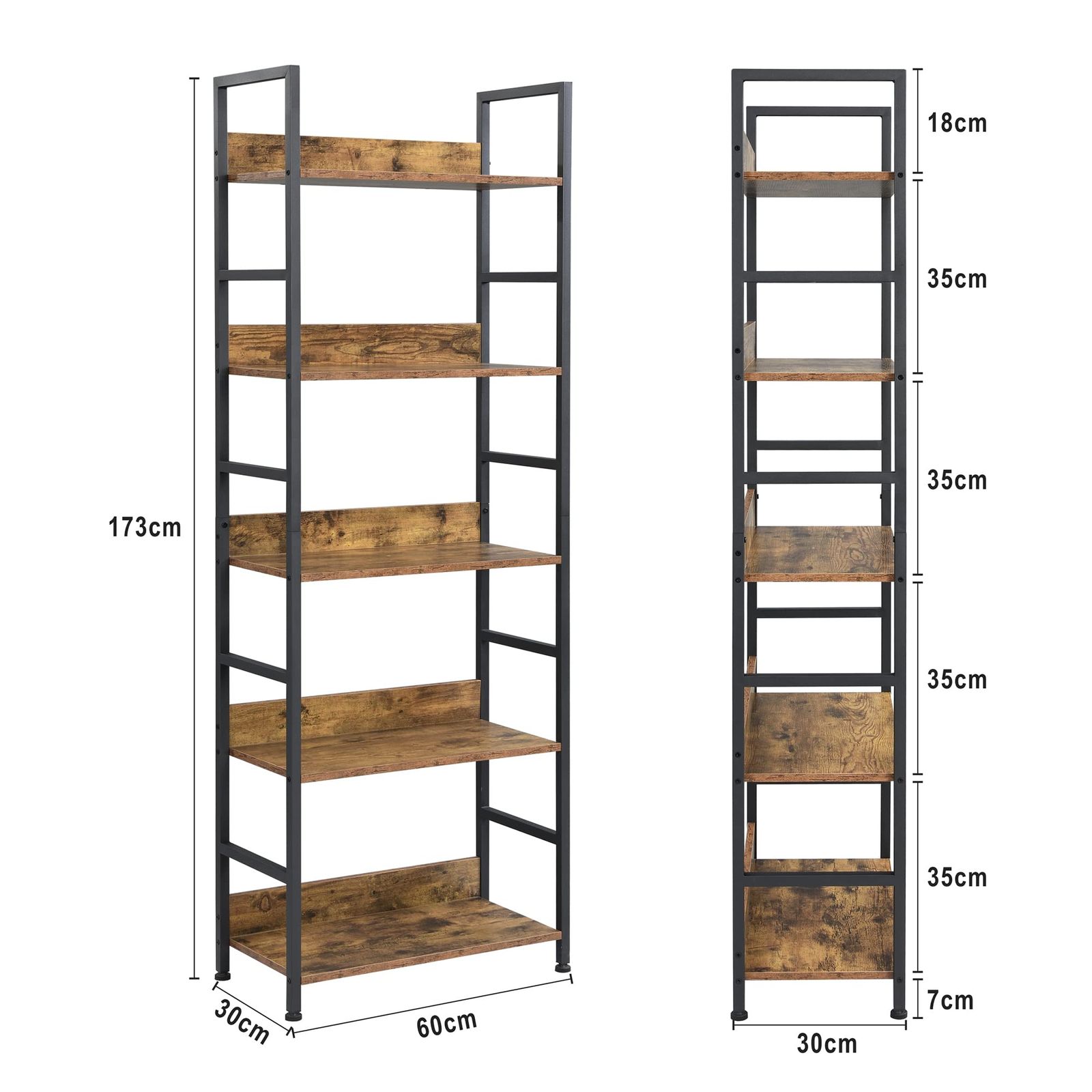XINYF オープンシェルフ ラック 5段 60×30×171cm(L5段茶色) XINYF オープンシェルフ ラック 5段 60×30×171cm(L5段茶色) XINYF