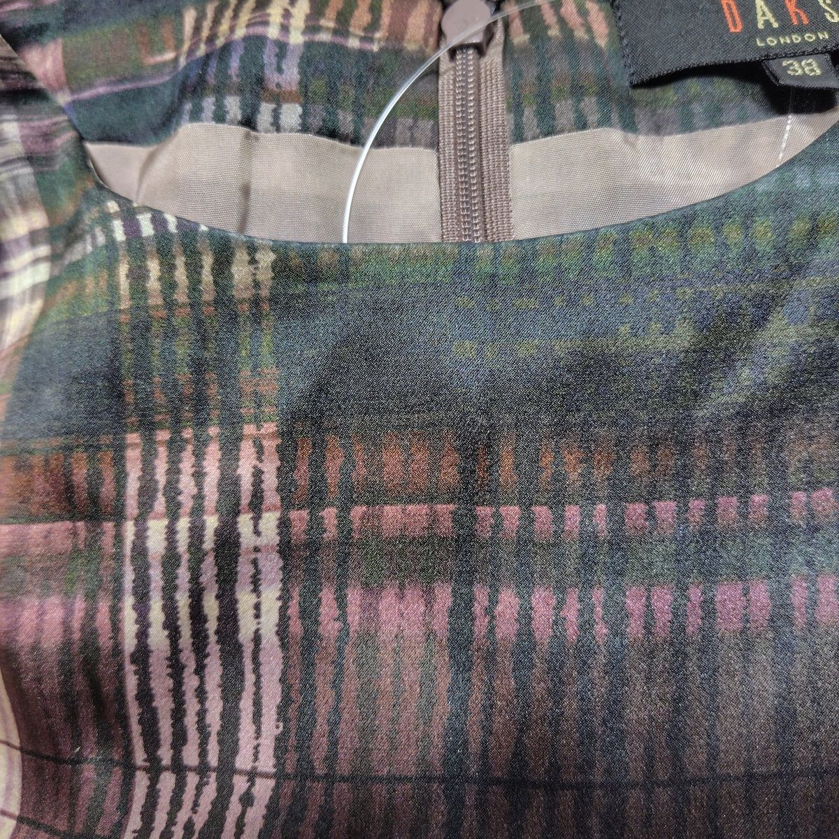  DAKS ダックス ワンピース サイズ38 L レディース ベージュ パープル マルチ クルーネック 半袖 ひざ丈 ストライプ ボーダー その他 ワンピース