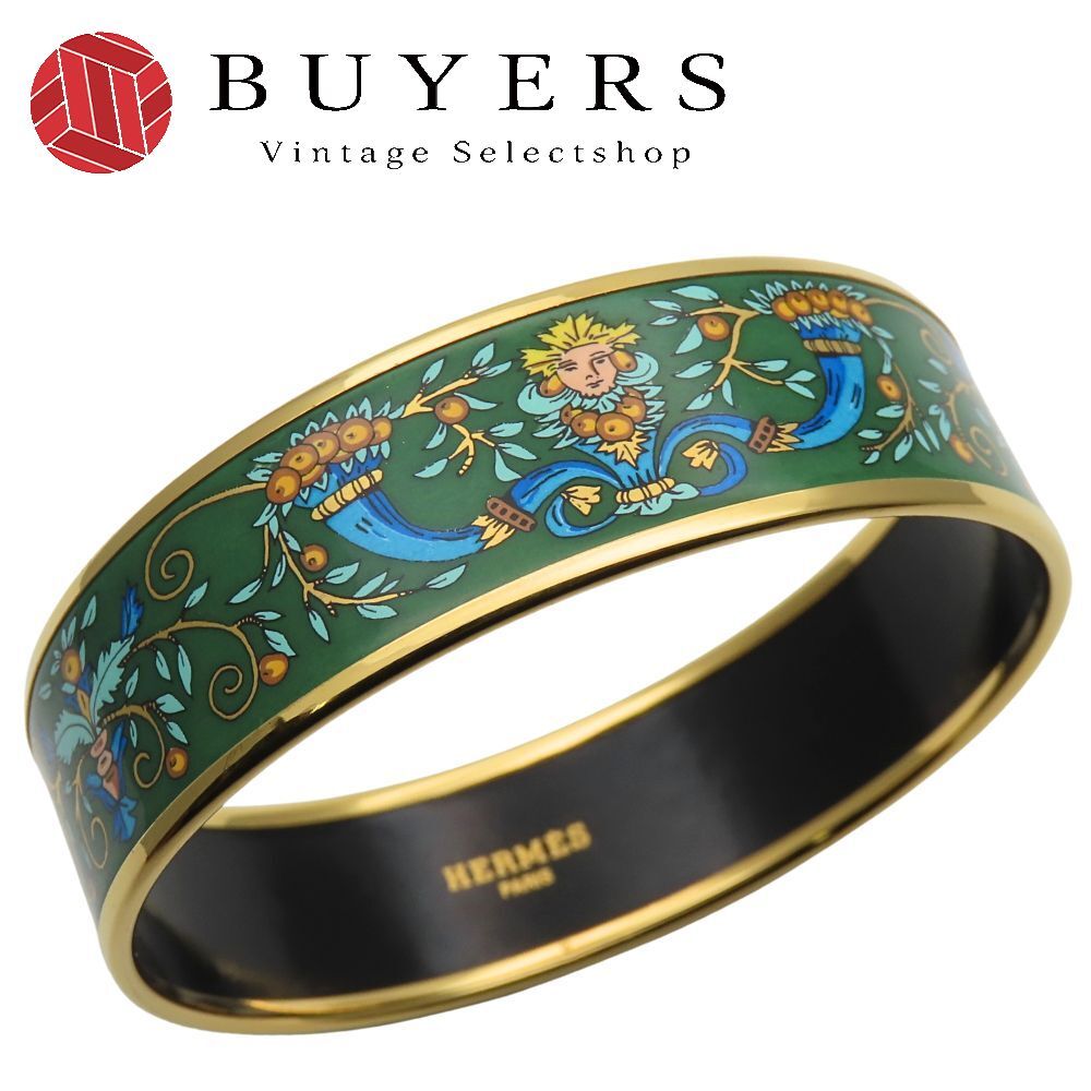 中古】 エルメス ブレスレット エマイユGM メタル エナメル グリーン系