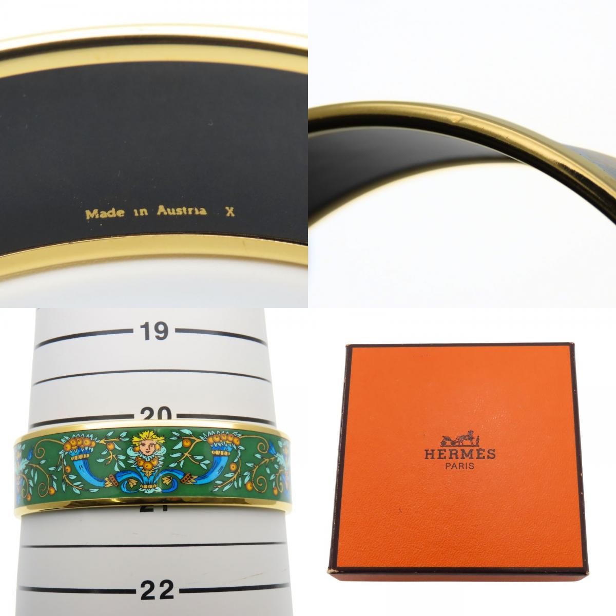 中古】 エルメス ブレスレット エマイユGM メタル エナメル グリーン系