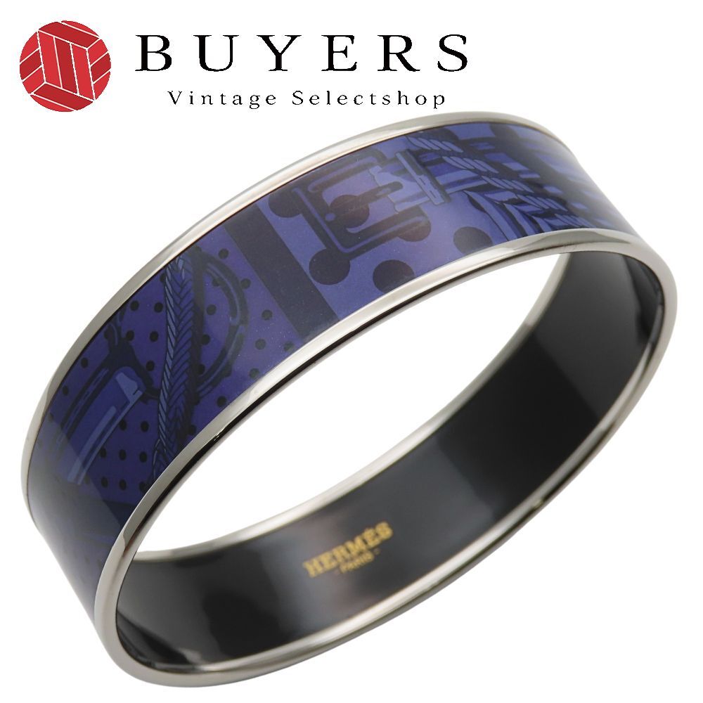 中古】 エルメス バングル エマイユGM メタル エナメル パープル系