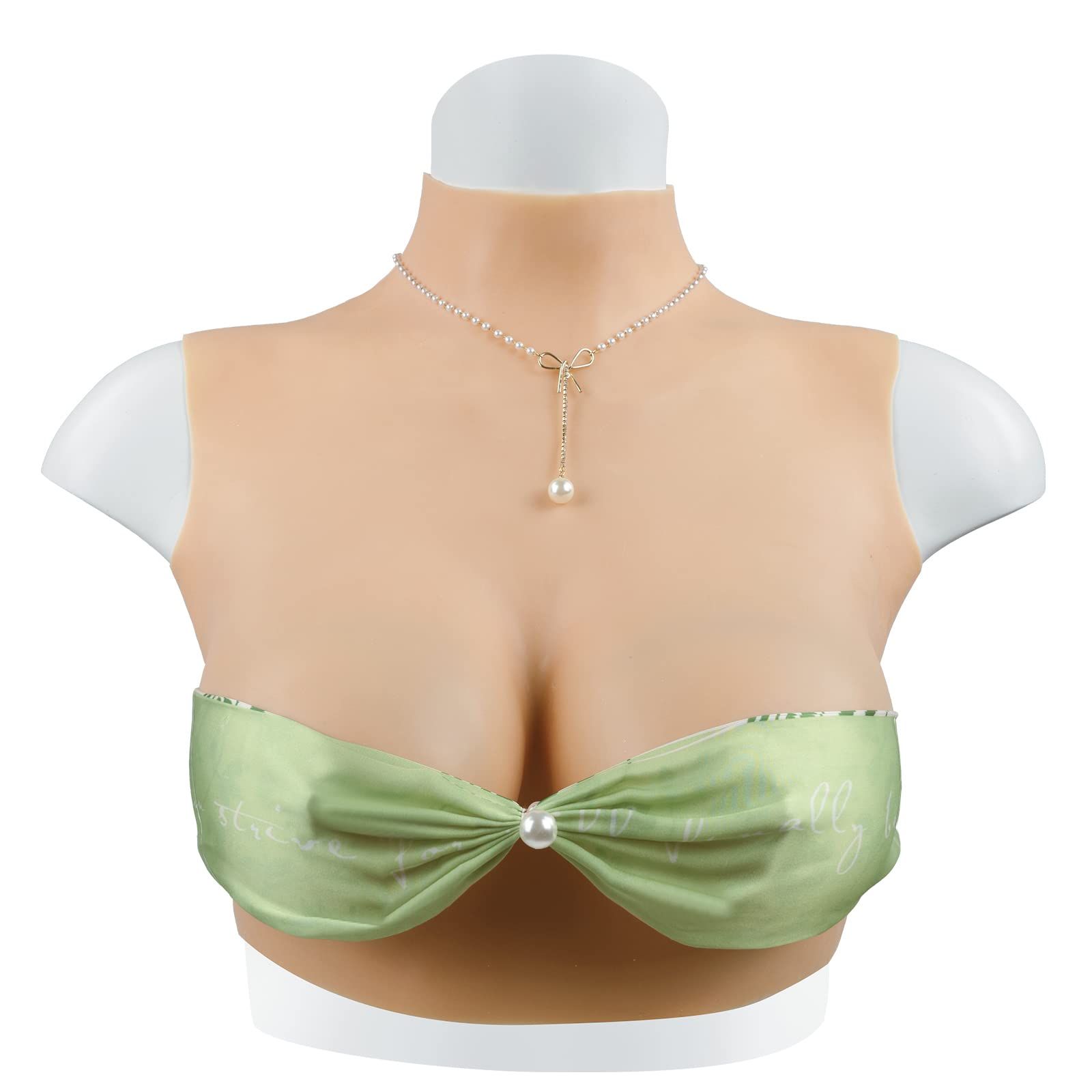 SILI FEELER シリコンバスト 人工乳房 女装バスト 薄型軽量 偽乳 仮胸 シリコン胸 女装 変装 仮装 コスプレ コスチューム 男の娘 女性になる 漫画胸 リアル ハイネック 軽量 真綿充填G H アジア系黄色