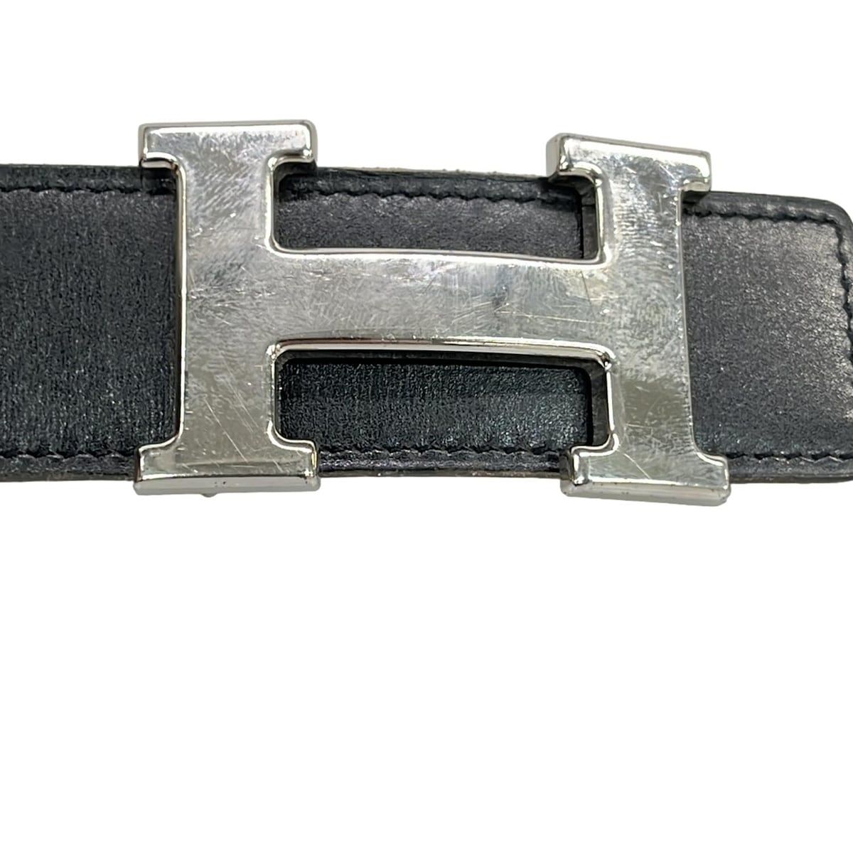 HERMES(エルメス) ベルト 70 Hベルト 黒×ゴールド シルバー金具/70