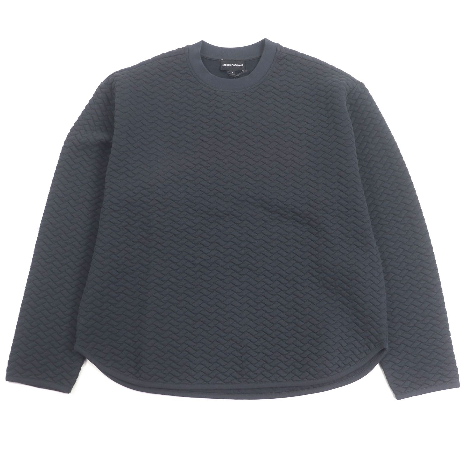 未使用品□EMPORIO ARMANI エンポリオ アルマーニ 2023年製 総柄 エンボス トレーナー スウェットシャツ ダークグレー S 正規品 メンズ 未使用品□EMPORIO ARMANI エンポリオ アルマーニ 2023年製 総柄