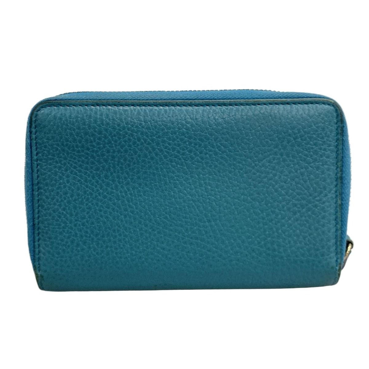 GUCCI グッチ 2つ折り財布 354497 ブルー ラウンドファスナー レザー