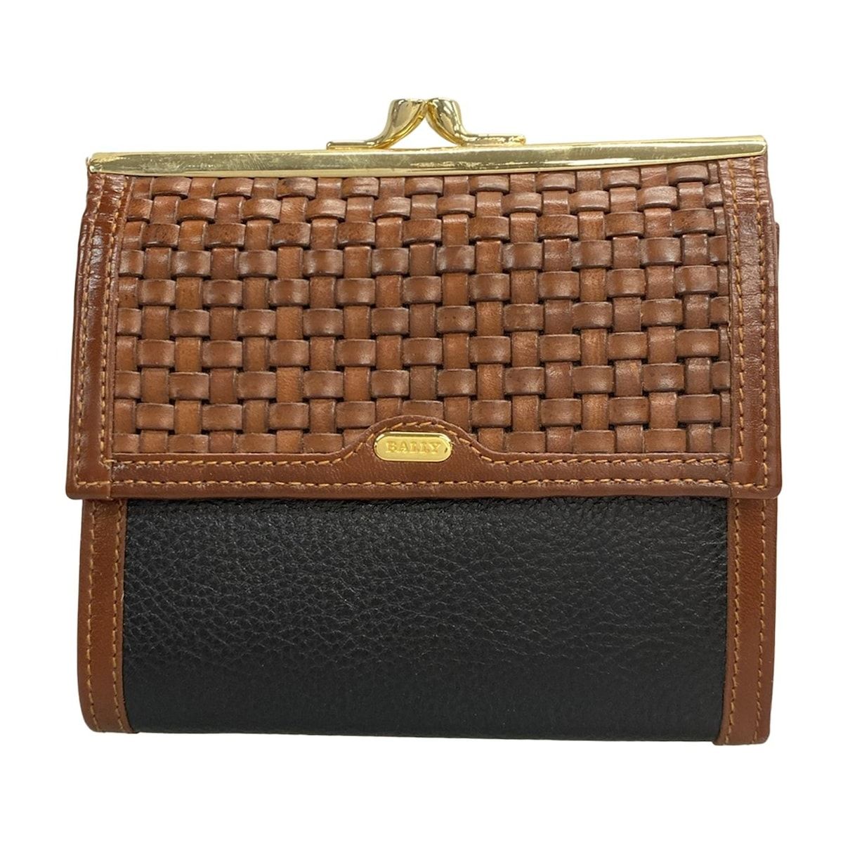 BALLY バリー 2つ折り財布 黒 ダークブラウン がま口 レザー