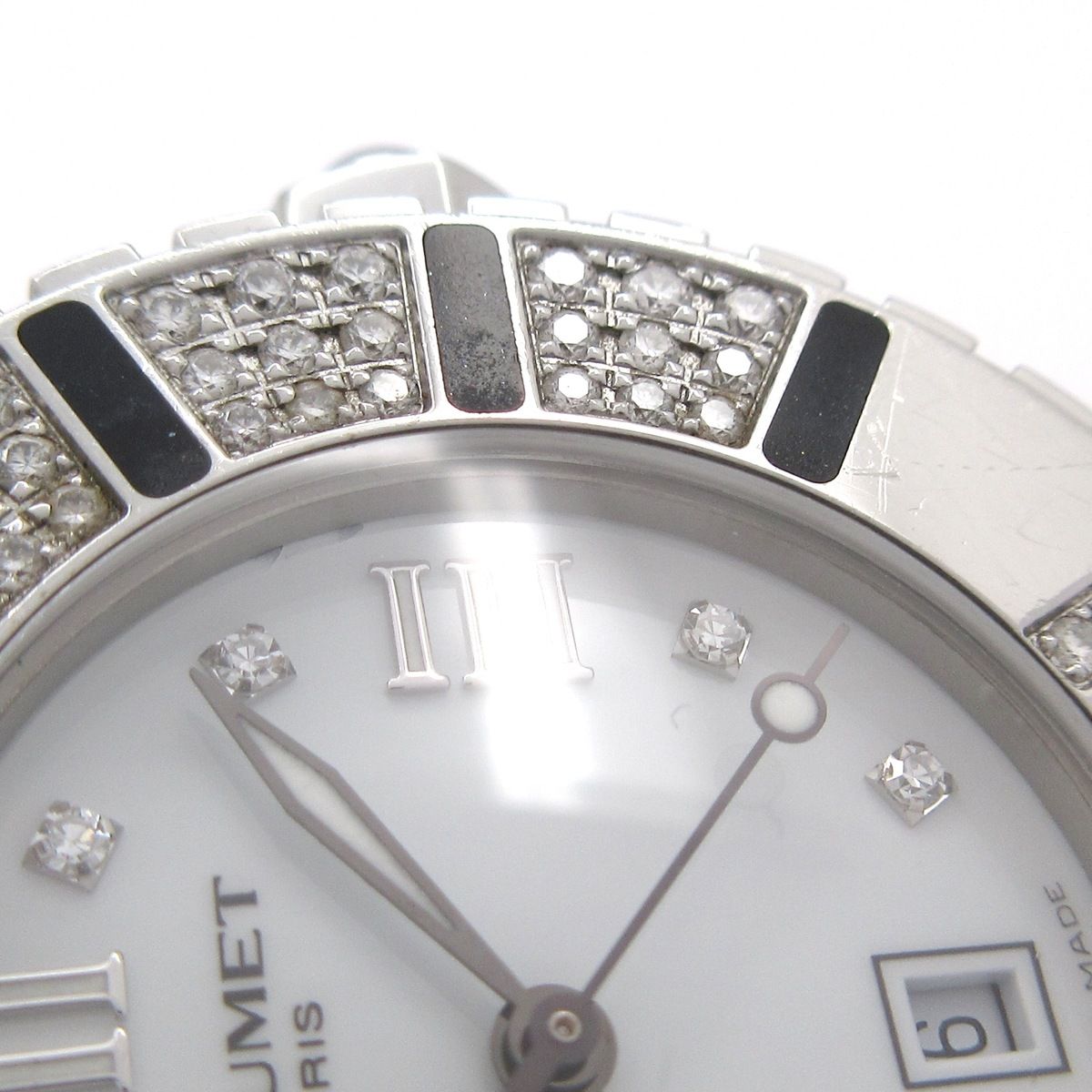  CHAUMET ショーメ 腕時計 クラスワン W 17228 レディース SS 8 Pダイヤインデックス ダイヤベゼル ラバーベルト 白 その他 時計