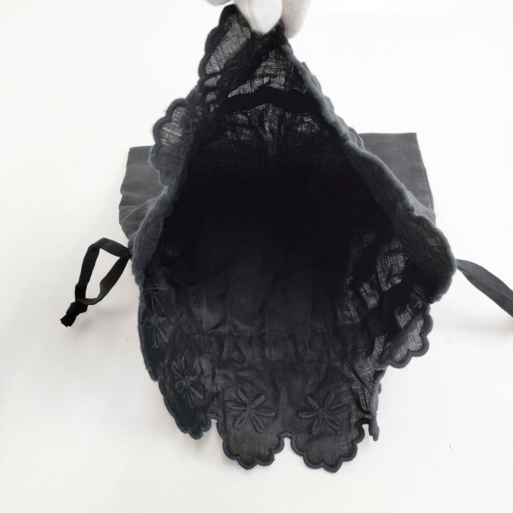 R-D.M.Co- リネンフラワースカラップドローストリングバッグ 巾着 定価14300円 巾着バッグ ブラック レディース オールドマンズテーラー 5-1128 G◎ コート その他 