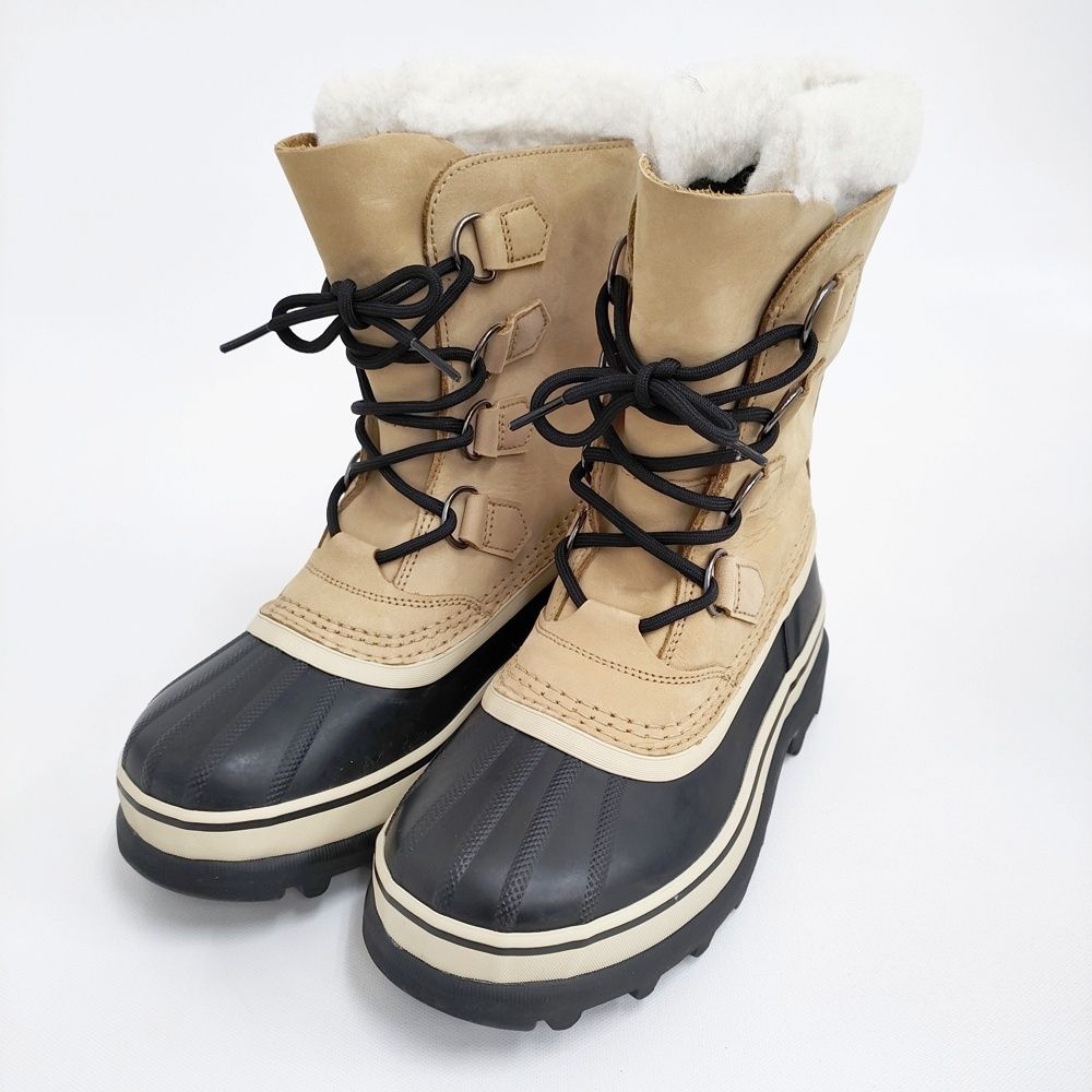 SOREL CARIBOU WP Buff カリブーウォータープルーフ スノーブーツ 24 cm 定価24200円 ベージュ ブラック レディース ソレル 5-1128 T
