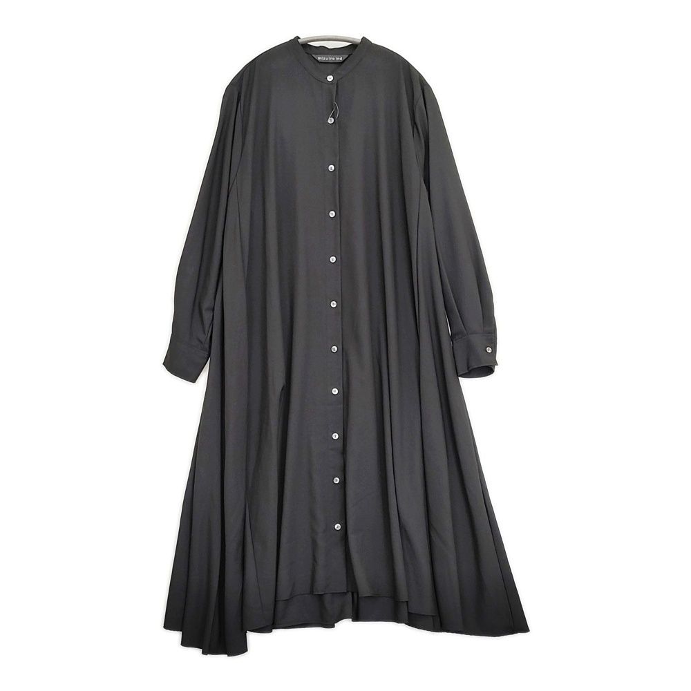mizuiro-ind T|R stand collar flare OP フ シャツワンピース ワンピース ブラック レディース ミズイロインド 5-1128 M♪
