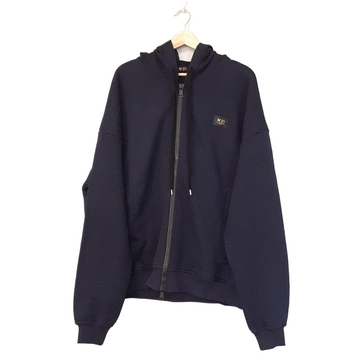 N゜21 ヌメロ ヴェントゥーノ パーカー サイズXL レディース - ネイビー 長袖 ジップアップ