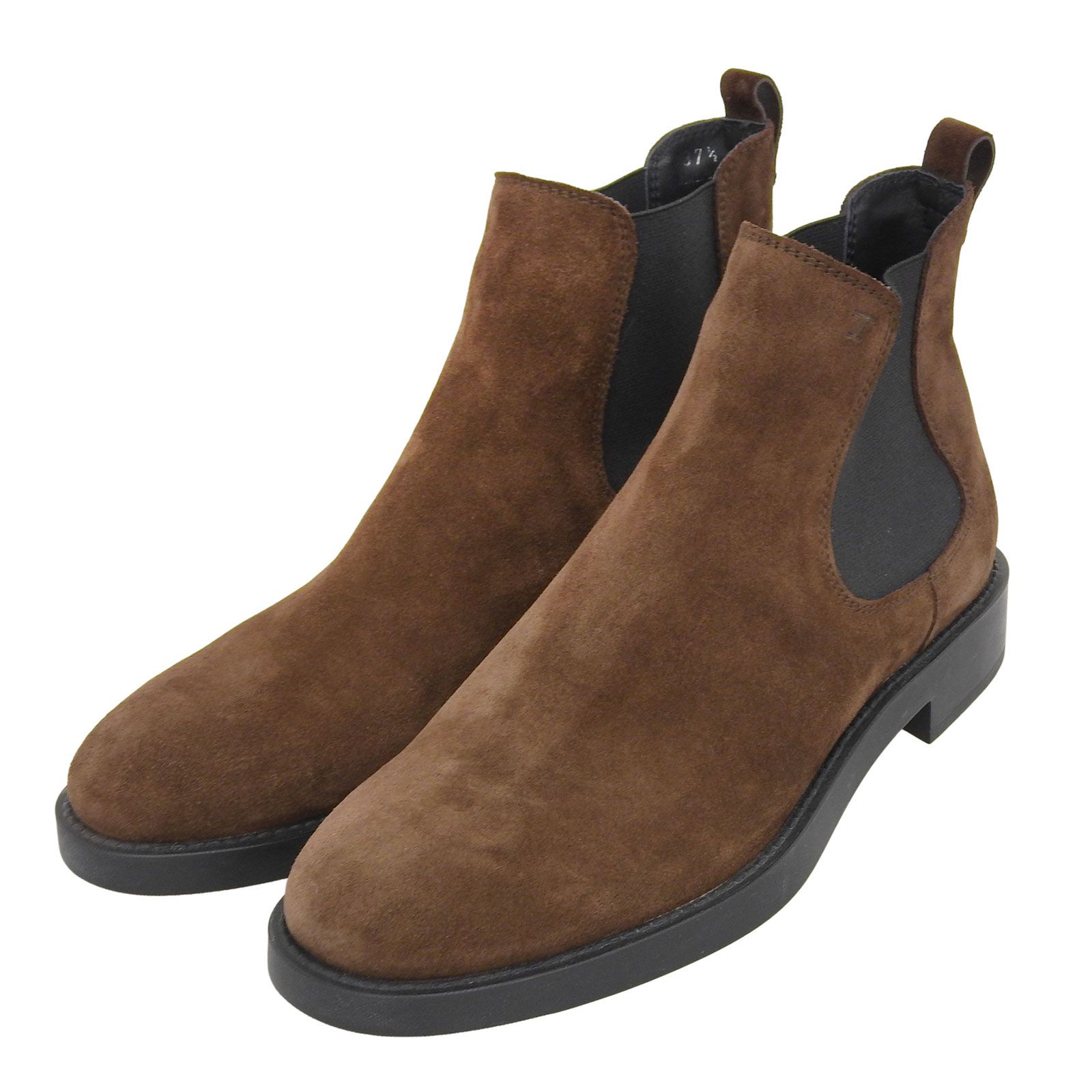 TOD’S トッズ ロゴ入り スウェードレザー サイドゴアブーツ ショートブーツ ブラウン 37.5 保存袋付き イタリア製 レディース