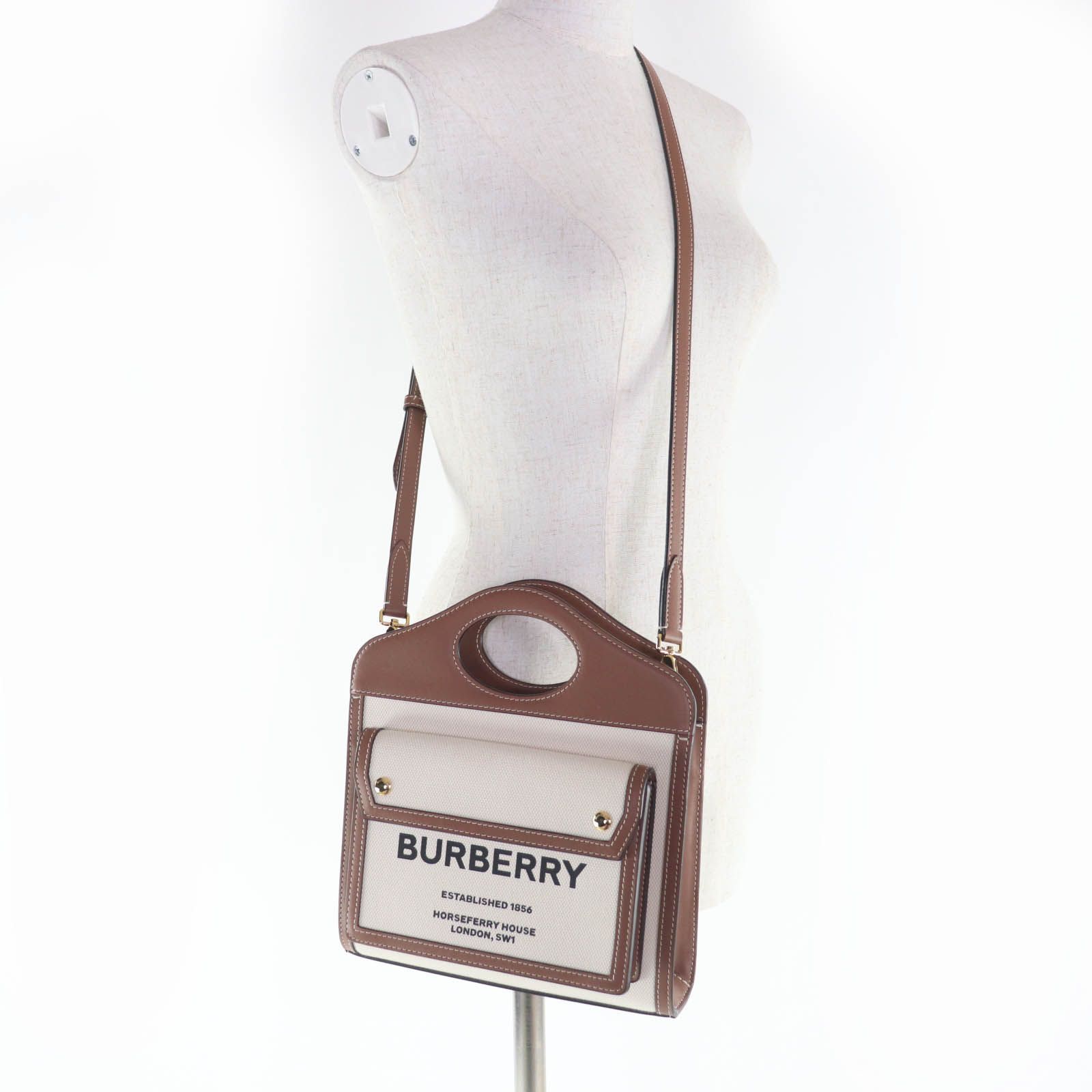 未使用品☆BURBERRY バーバリー ミニ ポケットバッグ 2WAY コットン
