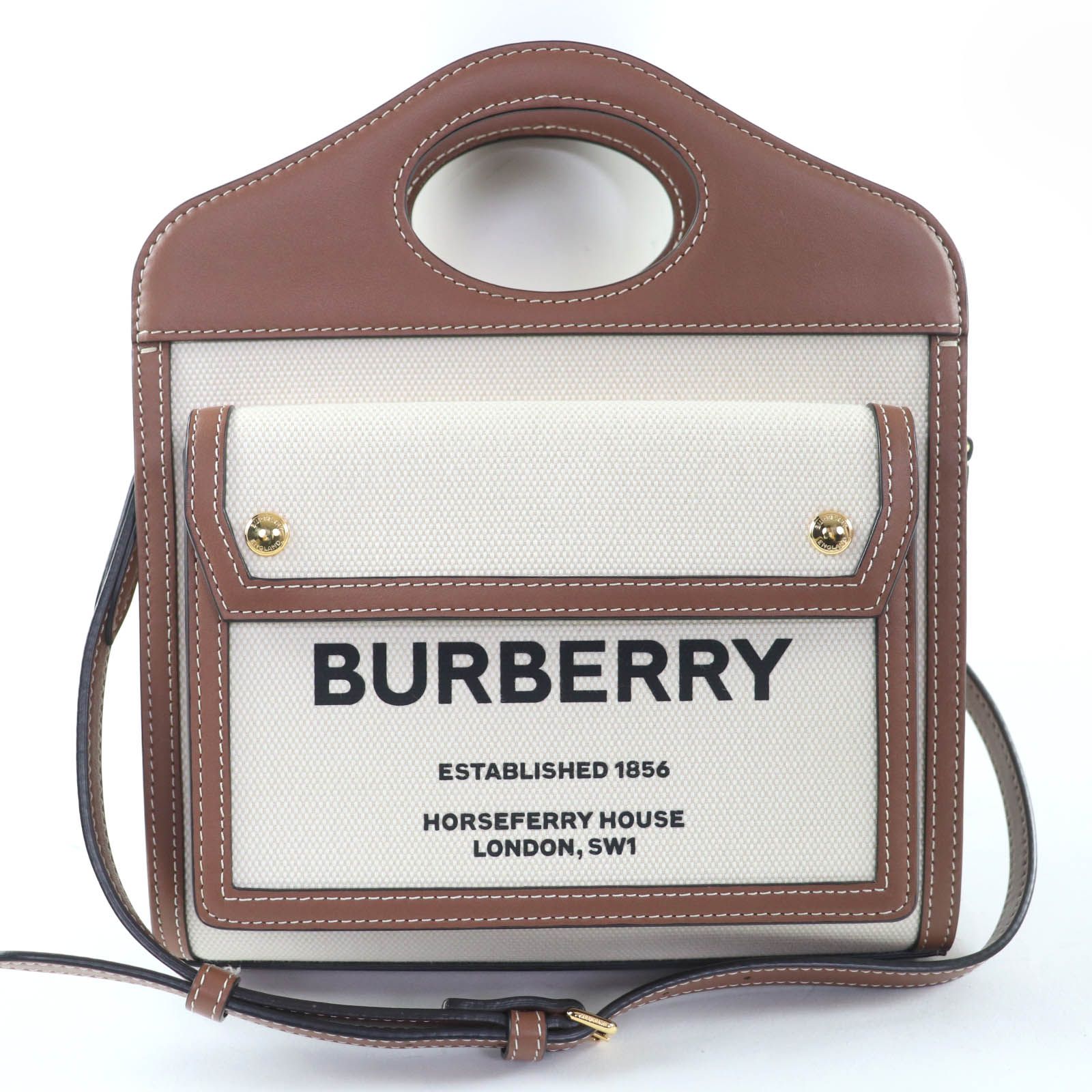 未使用品☆BURBERRY バーバリー ミニ ポケットバッグ 2WAY コットン