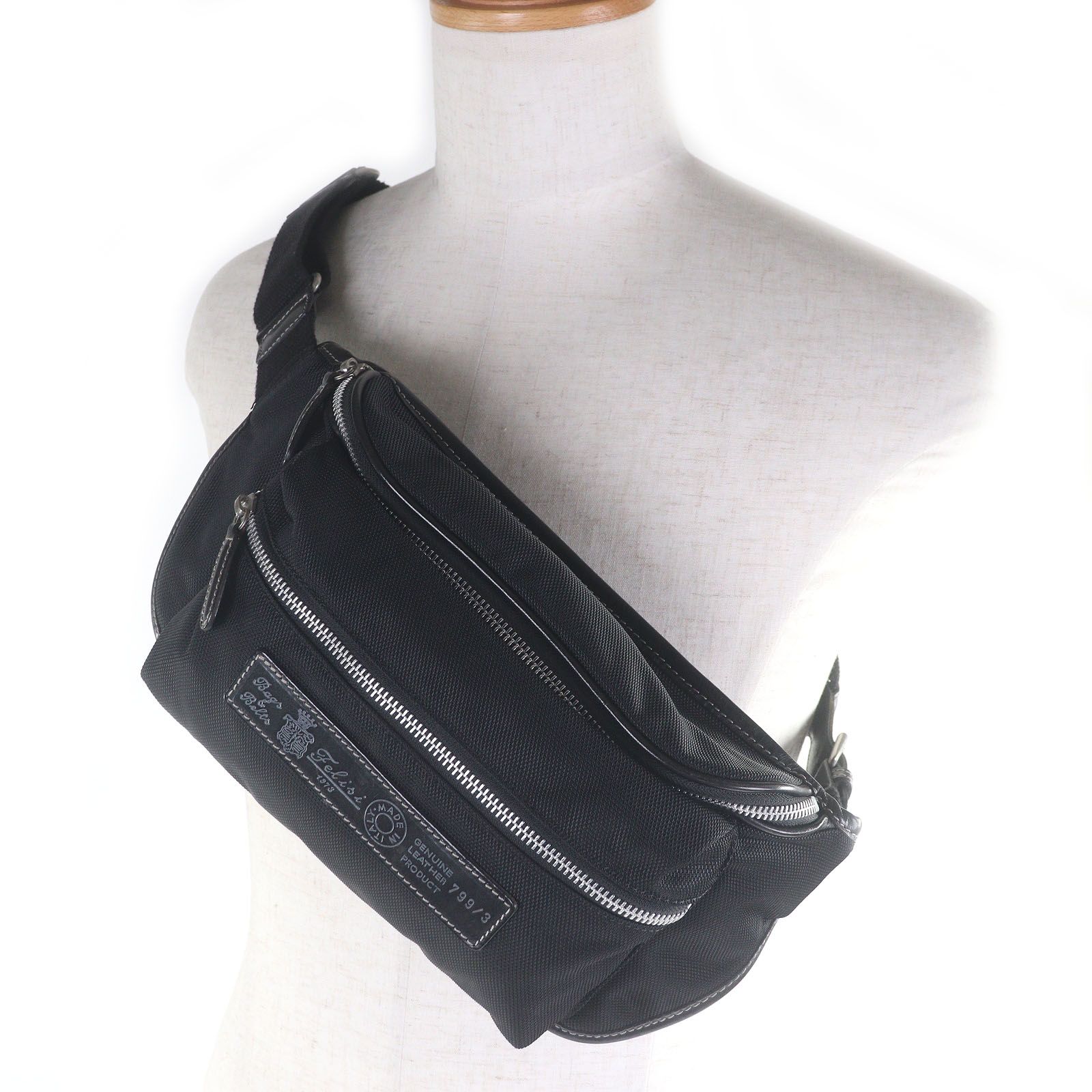 美品□Felisi フェリージ 799/3 バゲッタレザー ナイロン クロスボディ