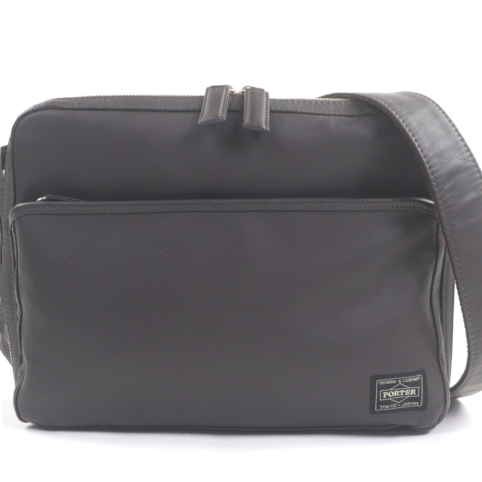 PORTER ポーター AMAZE アメイズ レザー ショルダーバッグ 斜め掛けバッグ ポスティングバッグ ブラウン き メンズ