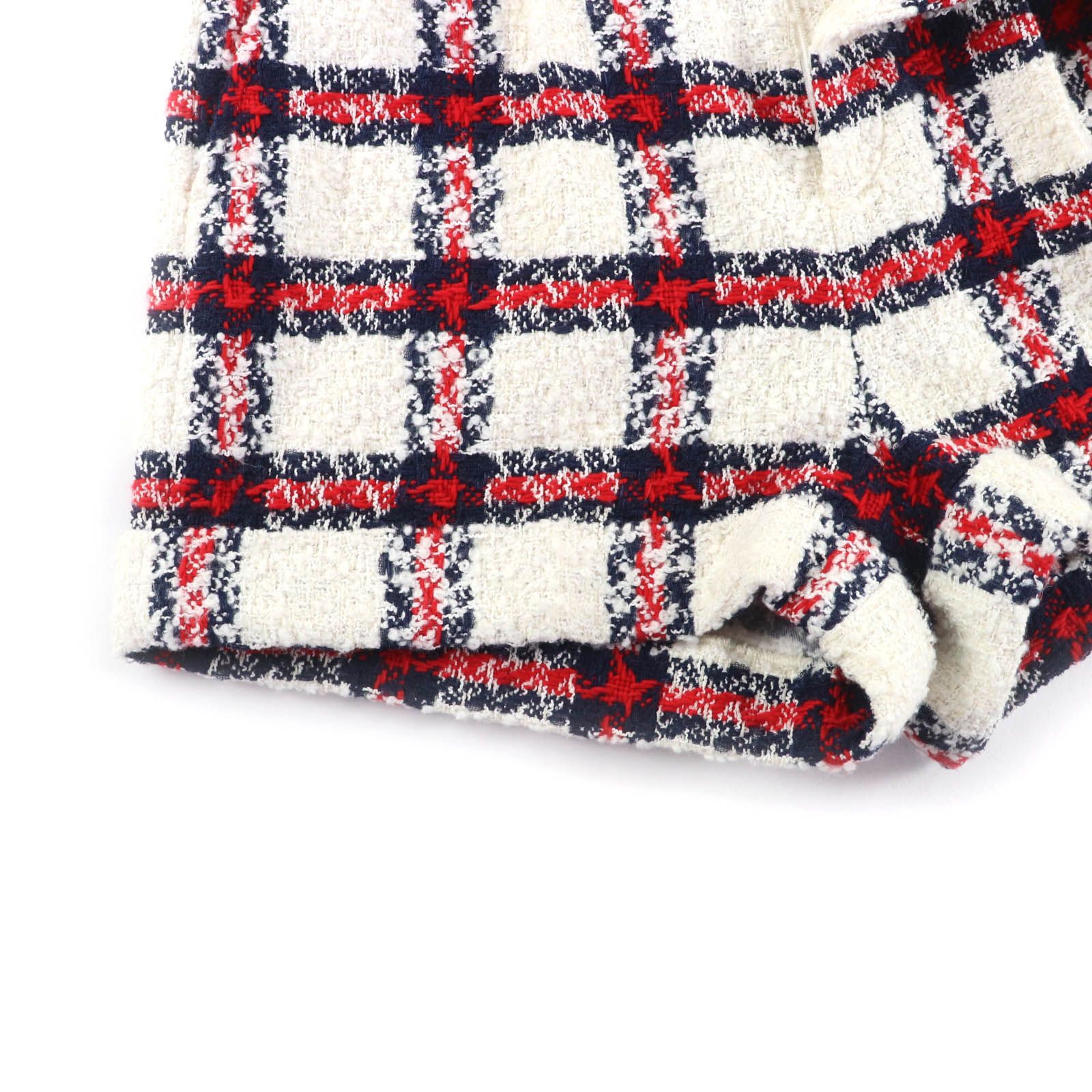 GUCCI グッチ 657877 ウール混 ロゴボタン付 チェック柄 ツイード