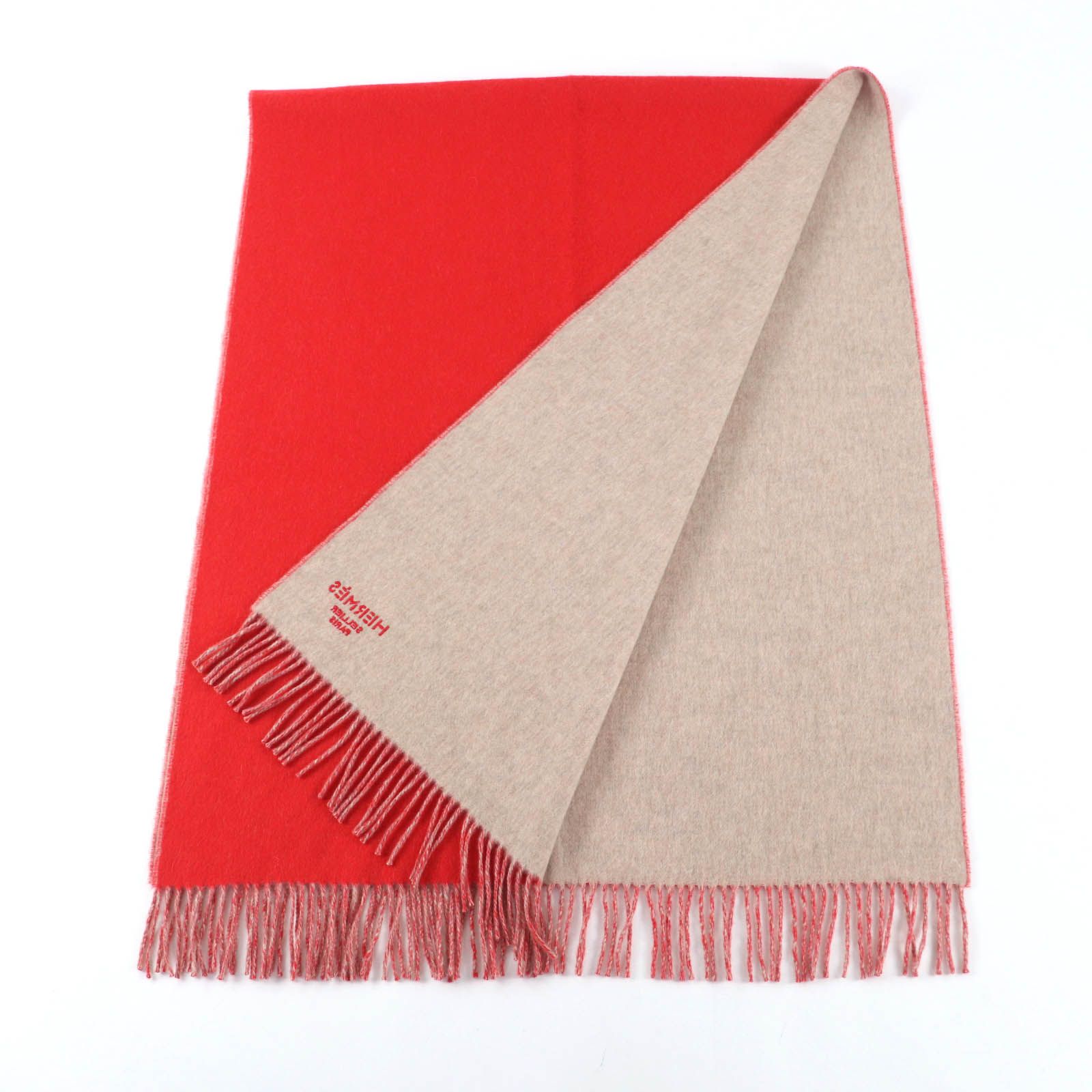 極美品☆HERMES エルメス 24AW H259130S カシミヤ100％ ロゴ刺繍入り