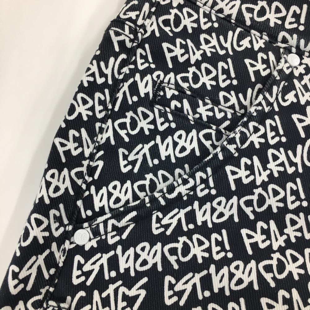 パーリーゲイツ パンツ ネイビー×白 ロゴ総柄 裏地付 秋冬 ストレッチ