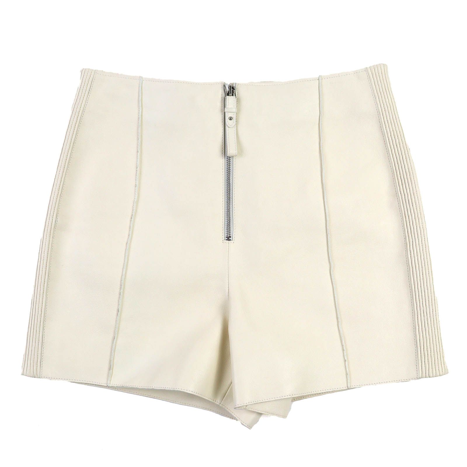 未使用品△HERMES エルメス 2H1403D4 フロントジップ ラムレザー キュロットパンツ ショートパンツ アイボリー 36 フランス製 レディース 未使用品△HERMES エルメス 2H1403D4 フロントジップ ラムレザー