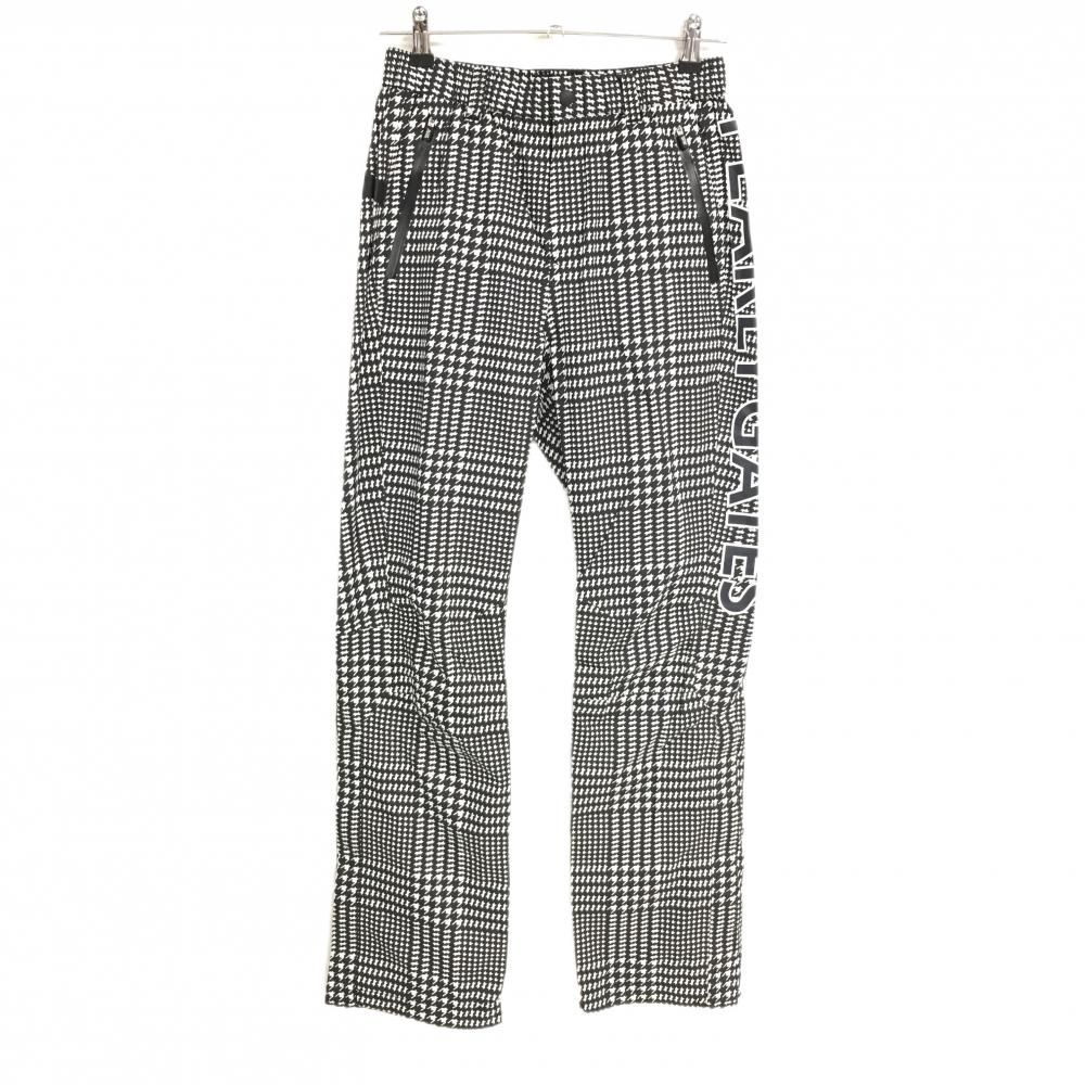 パーリーゲイツ レインパンツ 黒×白 千鳥格子 内側ニコちゃん スマイル レディース 0 S ゴルフウェア PEARLY GATES