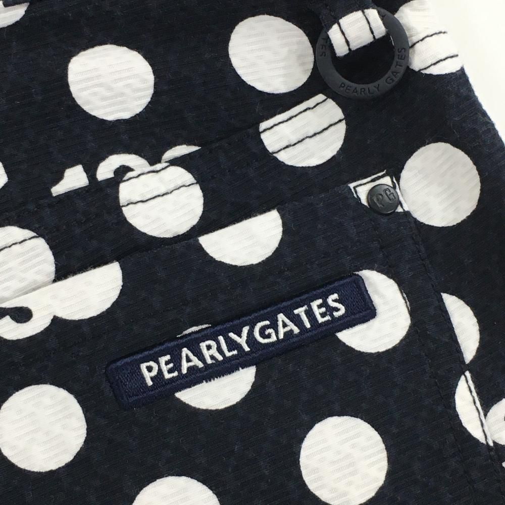 超美品】パーリーゲイツ パンツ ネイビー×白 ドット ストレッチ