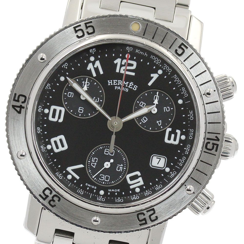 エルメス HERMES CL 2 910 クリッパーダイバー クロノグラフ クォーツ メンズ_906683