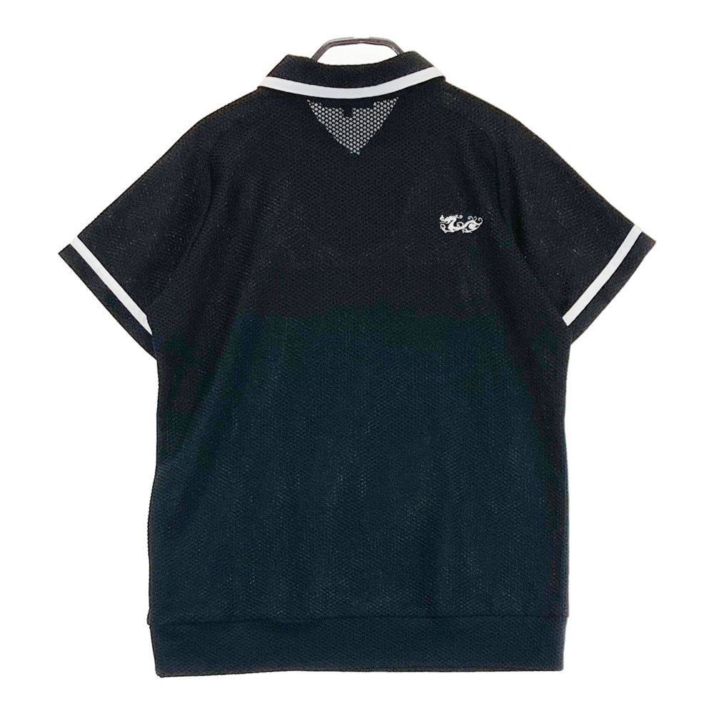 サイズ 3 DANCE WITH DRAGON ダンスウィズドラゴン 半袖ハーフジップポロシャツ メッシュ ブラック系 ゴルフウェア レディース ストスト