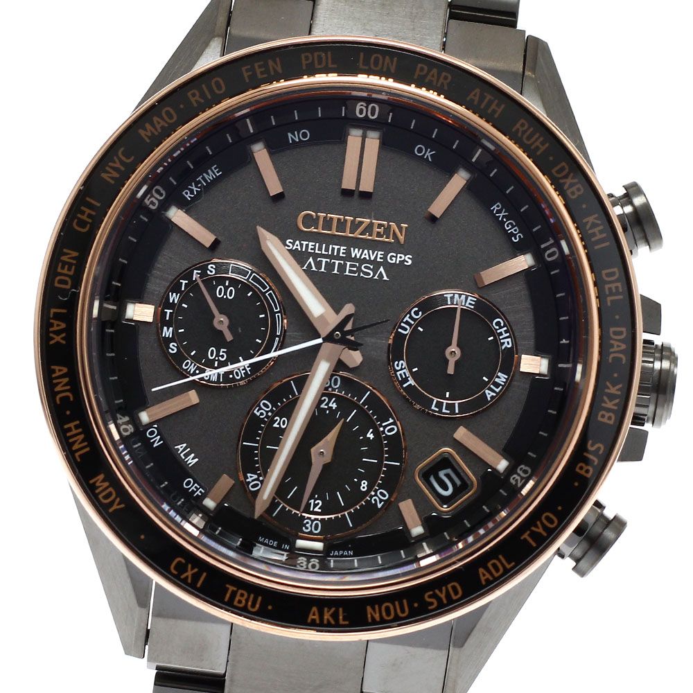 シチズン CITIZEN CC 4074 61 W F 950 0029 S 0 C アテッサ ACT Line ブラックチタンシリーズ ソーラー電波 メンズ 箱 保証書付き_930734