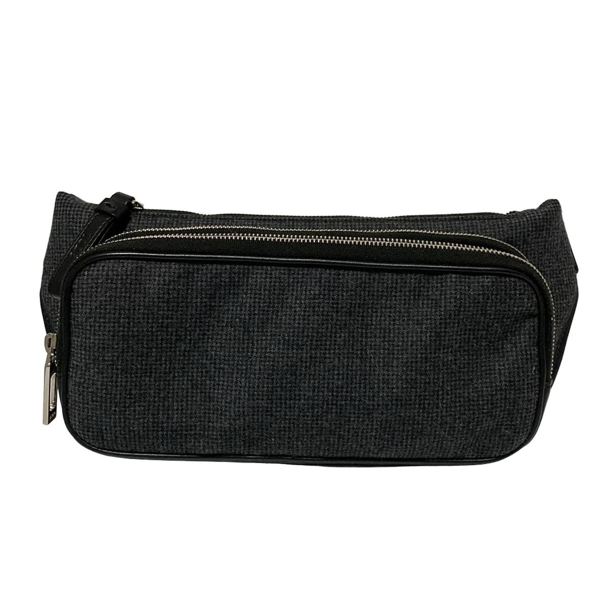 TOD S トッズ ウエストポーチ 黒 ダークグレー レザー