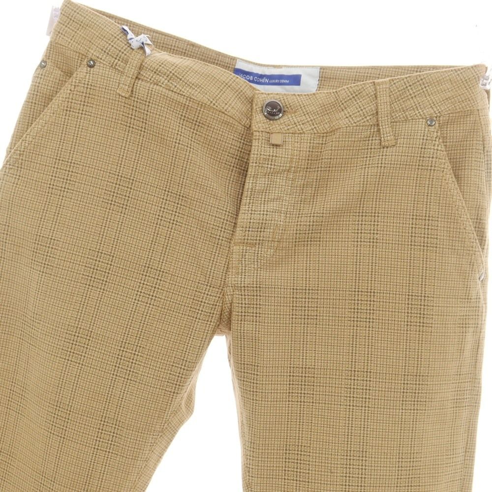 ヤコブコーエン JACOB COHEN LENNY ストレッチコットン チェック 5ポケットパンツ ベージュxダークカーキ サイズ34 メンズ