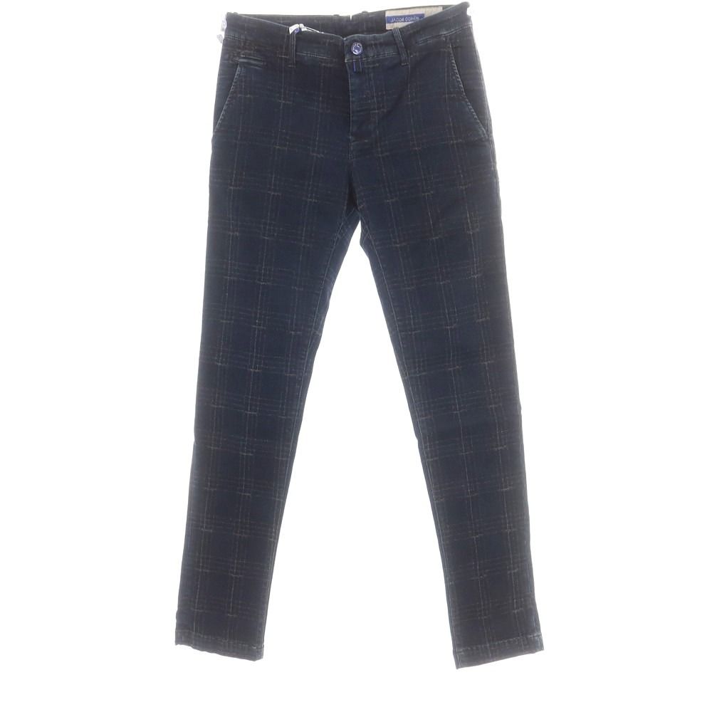 ヤコブコーエン JACOB COHEN BOBBY ストレッチコットン チェック カジュアルスラックスパンツ ネイビー サイズ34 メンズ