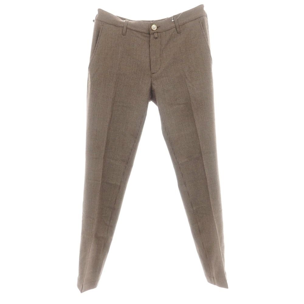 ヤコブコーエン JACOB COHEN GREG ストレッチウールカシミヤ ハウンドトゥース イージースラックスパンツ ブラウン サイズ34 メンズ