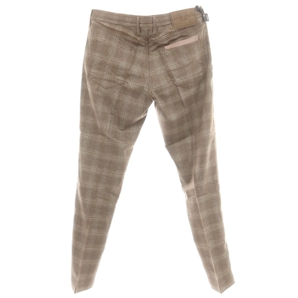 ヤコブコーエン JACOB COHEN PHARREL ACTIVE ストレッチウールカシミヤ チェック イージースラックスパンツ ブラウン サイズ34 メンズ