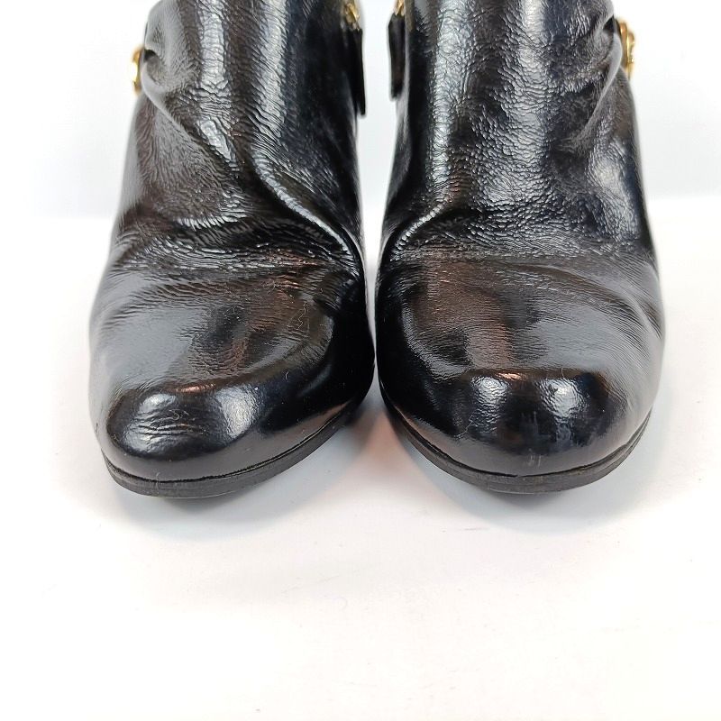 GUCCI グッチ ブーテイ ロゴ金具 37 1/2 ブラック 黒 202939 エナメル