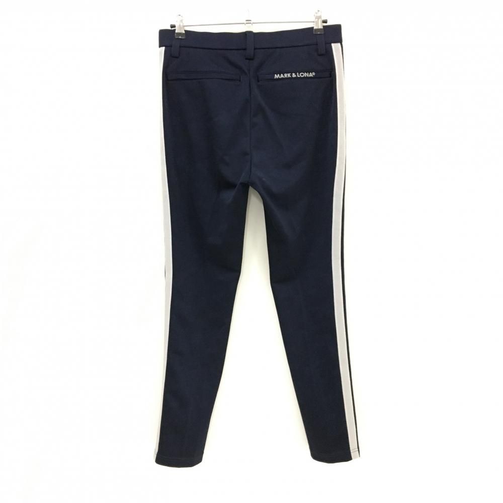 美品】マークアンドロナ パンツ ネイビー×グレー系 スカル総柄 サイド