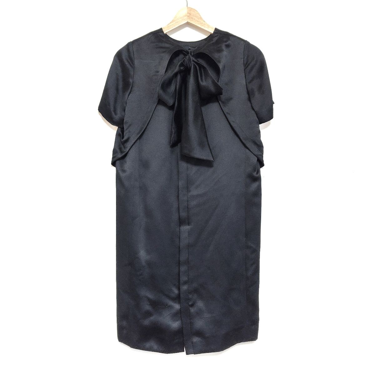 Drawer ドゥロワー ワンピース サイズ36 S レディース - 黒 半袖 ひざ丈 シルク