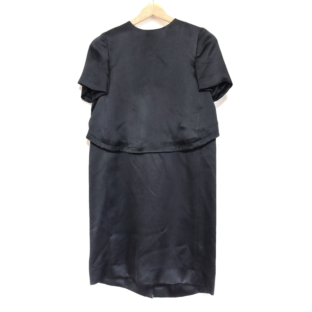 Drawer ドゥロワー ワンピース サイズ36 S レディース - 黒 半袖 ひざ丈 シルク